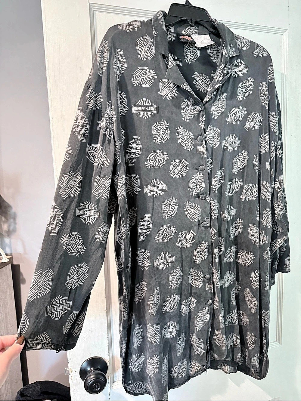 Harley-Davidson Logo Print Button Down in Gray